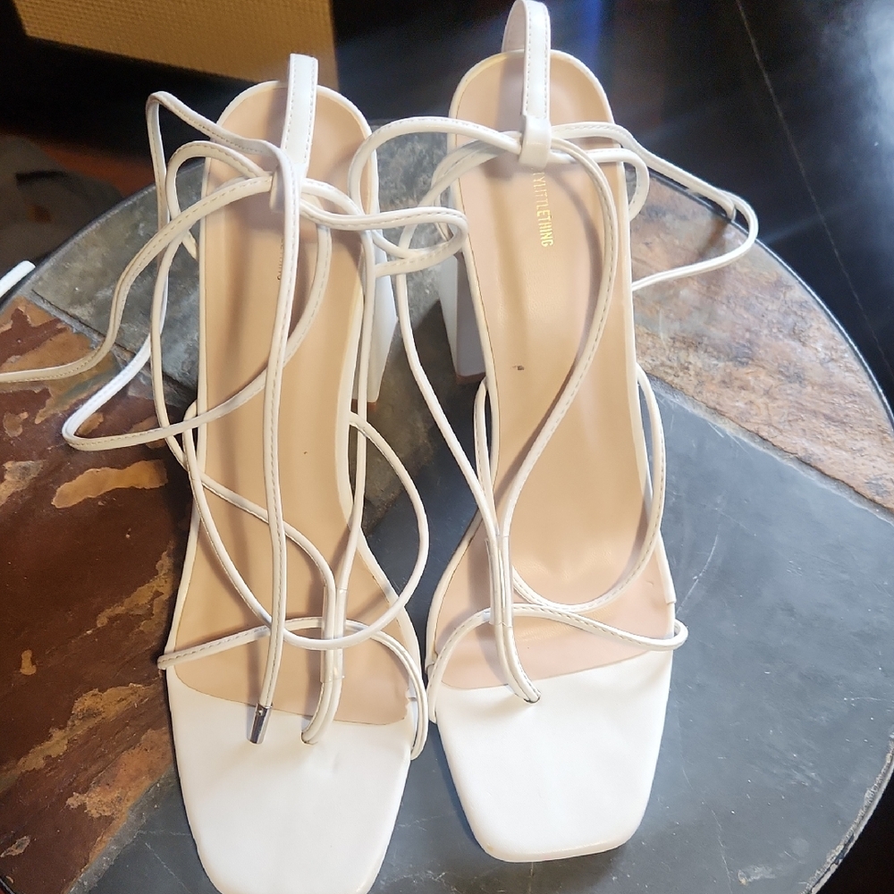 Elegant White Strappy Heels
